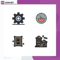 4 Thematic Vector Filledline Flat Colors and Editable Symbols of coding agriculture gear ampere meter farming Editable Vector Design Elements