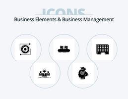 Business Elements And Business Managment Glyph Icon Pack 5 Icon Design. conveyor. belt. smart. process. management vector