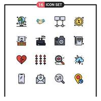 conjunto de 16 iconos de interfaz de usuario modernos símbolos signos para la venta insignia servidor de negocios Internet elementos de diseño de vectores creativos editables