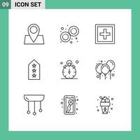 Stock Vector Icon Pack of 9 Line Signs and Symbols for three star help rank support Editable Vector Design Elements