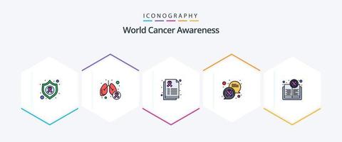 World Cancer Awareness 25 FilledLine icon pack including awareness. message. symptom. communication. cancer sign vector