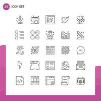 conjunto de 25 iconos de ui modernos símbolos signos para el medio ambiente banco de san valentín flecha de amor elementos de diseño vectorial editables vector