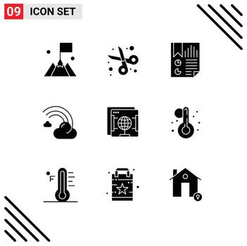 9 Solid Glyph concept for Websites Mobile and Apps line filled student cloud page Editable Vector Design Elements