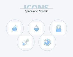 Space Blue Icon Pack 5 Icon Design. space. geography. alien. ship vector