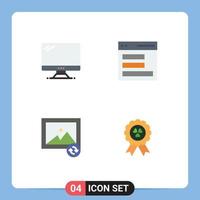 Stock Vector Icon Pack of 4 Line Signs and Symbols for computer image imac contact sync Editable Vector Design Elements
