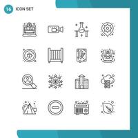 Stock Vector Icon Pack of 16 Line Signs and Symbols for diet setting science pin gps Editable Vector Design Elements