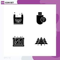 Group of 4 Solid Glyphs Signs and Symbols for bag frame shopping hardware arts Editable Vector Design Elements