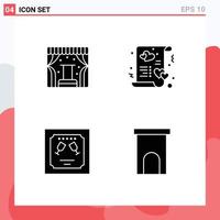 Pictogram Set of 4 Simple Solid Glyphs of concert card trade invite invitation Editable Vector Design Elements