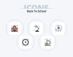 Back To School Flat Icon Pack 5 Icon Design. learn. school. school. light. lamp vector