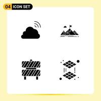 Stock Vector Icon Pack of 4 Line Signs and Symbols for cloud mission spring aim target Editable Vector Design Elements