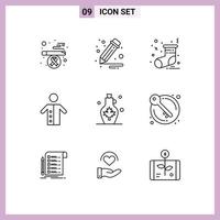 User Interface Pack of 9 Basic Outlines of water pot kettle socks beverage preacher Editable Vector Design Elements