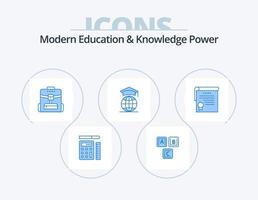 educación moderna y conocimiento power blue icon pack 5 diseño de iconos. certificado. en línea. conocimiento. Internet. Servicio vector