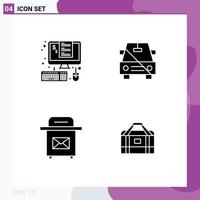 Editable Vector Line Pack of 4 Simple Solid Glyphs of devices slash percent disabled post Editable Vector Design Elements