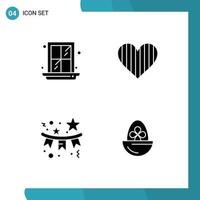 Editable Vector Line Pack of 4 Simple Solid Glyphs of interior flag heart favorite star Editable Vector Design Elements