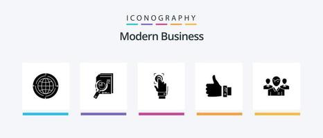 Modern Business Glyph 5 Icon Pack Including scanner. recognition. analytic. identity. graph. Creative Icons Design vector