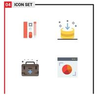 Pictogram Set of 4 Simple Flat Icons of pen aid education download first Editable Vector Design Elements