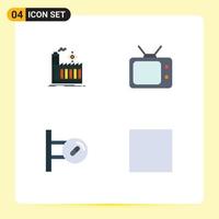 Group of 4 Modern Flat Icons Set for mill pills smoke watch full screen Editable Vector Design Elements