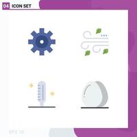 Pack of 4 Modern Flat Icons Signs and Symbols for Web Print Media such as setting medical blowing wind cooking Editable Vector Design Elements