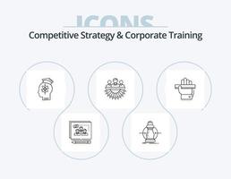 estrategia competitiva y línea de formación corporativa icon pack 5 diseño de iconos. negocio. análisis. solución. ligero. idea vector