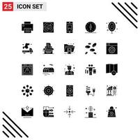 25 Universal Solid Glyphs Set for Web and Mobile Applications travel direction target compass device Editable Vector Design Elements