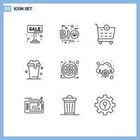 Universal Icon Symbols Group of 9 Modern Outlines of agile wash nature soup checkout Editable Vector Design Elements