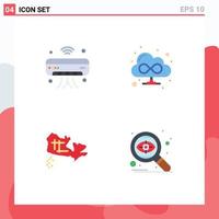 Pictogram Set of 4 Simple Flat Icons of ac map iot cloud search Editable Vector Design Elements