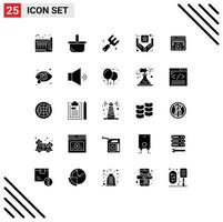 conjunto de 25 iconos de interfaz de usuario modernos signos de símbolos para elementos de diseño de vector editables de horquilla de marca de picnic de producto premium de página