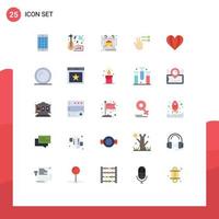 Modern Set of 25 Flat Colors Pictograph of heart right news gesture real estate Editable Vector Design Elements