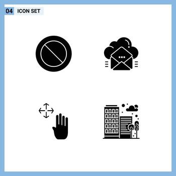 Group of Modern Solid Glyphs Set for ban hand cursor cloud data hold Editable Vector Design Elements
