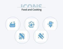 Food Blue Icon Pack 5 Icon Design. . food. junk. cream. hat vector