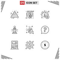 Modern Set of 9 Outlines Pictograph of firework poker medical king game Editable Vector Design Elements