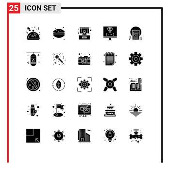 Stock Vector Icon Pack of 25 Line Signs and Symbols for blog programming conference development computer Editable Vector Design Elements