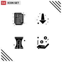 Set of 4 Commercial Solid Glyphs pack for bill pencil paid full business Editable Vector Design Elements