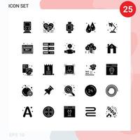 Modern Set of 25 Solid Glyphs and symbols such as lamp liquid music humidity school Editable Vector Design Elements