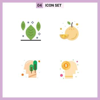 paquete de 4 signos y símbolos de iconos planos modernos para medios de impresión web como elementos de diseño de vectores editables de moneda de ecología de alimentos lógicos de otoño