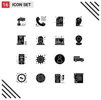 Set of 16 Commercial Solid Glyphs pack for document intelligence online human emotional Editable Vector Design Elements