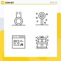 4 Universal Filledline Flat Colors Set for Web and Mobile Applications exercise coding sport lollipop development Editable Vector Design Elements