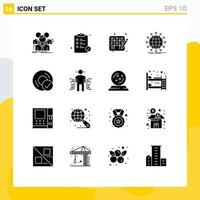Set of 16 Commercial Solid Glyphs pack for computers news report arrow globe Editable Vector Design Elements