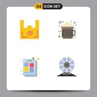 4 Flat Icon concept for Websites Mobile and Apps bag ad shopper cocoa post Editable Vector Design Elements