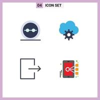 Pack of 4 Modern Flat Icons Signs and Symbols for Web Print Media such as eye glasses exit glasses control cell Editable Vector Design Elements