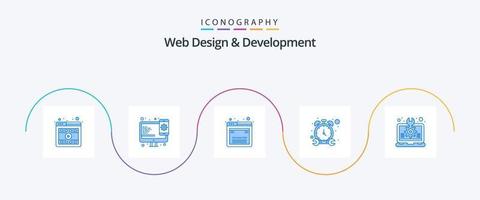 Web Design And Development Blue 5 Icon Pack Including design. repair. design. watch. stop vector