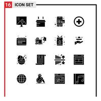 Universal Icon Symbols Group of 16 Modern Solid Glyphs of seo sign coin plus hospital Editable Vector Design Elements