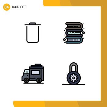 User Interface Pack of 4 Basic Filledline Flat Colors of instagram people books learning control Editable Vector Design Elements