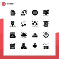 16 Solid Glyph concept for Websites Mobile and Apps location site chip page internet Editable Vector Design Elements