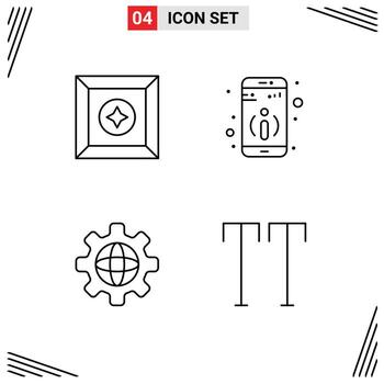 Group of 4 Modern Filledline Flat Colors Set for box all detail globe text Editable Vector Design Elements