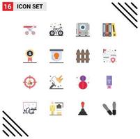 grupo de símbolos de iconos universales de 16 colores planos modernos de premio ganador archivo de premio de audio paquete editable de elementos de diseño de vectores creativos