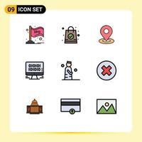 Stock Vector Icon Pack of 9 Line Signs and Symbols for man web location management data Editable Vector Design Elements