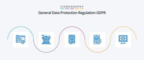 Gdpr Blue 5 Icon Pack Including security. security. book. mobile. story vector