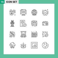 Universal Icon Symbols Group of 16 Modern Outlines of robot mom pointer love internet Editable Vector Design Elements