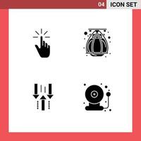 Editable Vector Line Pack of 4 Simple Solid Glyphs of click arrow gestures india up Editable Vector Design Elements